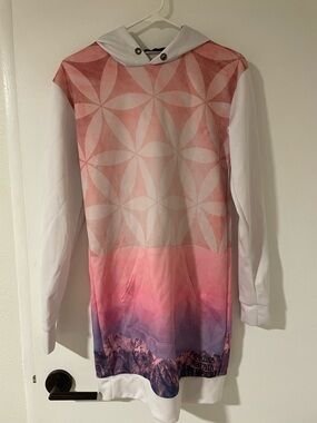 Pink Gradient Geometric Hoodie Tunic
